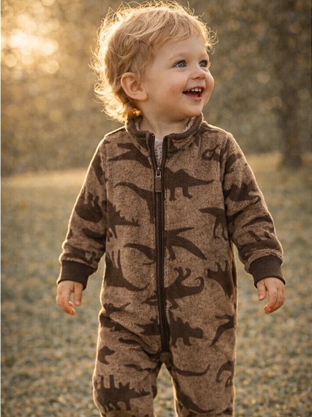 Carter’s Dino Fleece Zip Up Onesie - Newborn